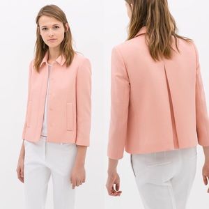 Zara Boxy Pink Peter Pan Collar Blazer